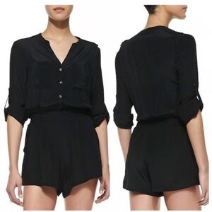 Twelfth Street by Cynthia Vincent Romper Silk Black Minimalist XS
